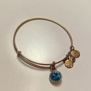 Alex and Ani Aquamarine Stone Bangle Gold